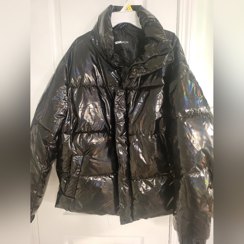 Fashion Nova Holographic Black Jacket Mens small bought new barely worn